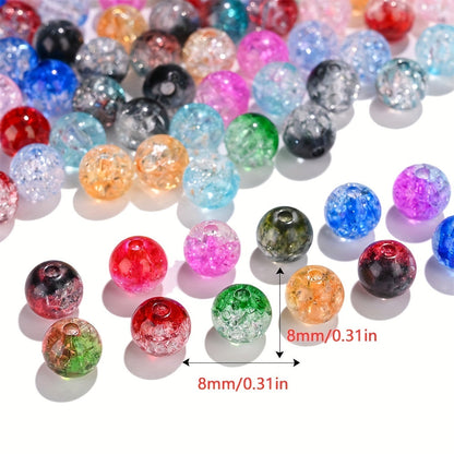 100PCS 8mm Round Cracked Acrylic Bead Set