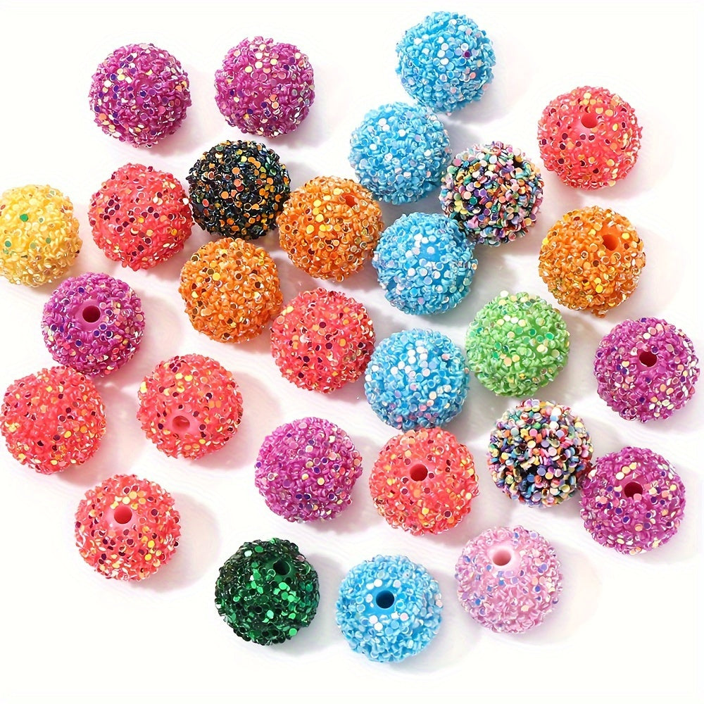 Vibrant 16mm Mixed Color Resin Sequin Beads - Red Bayberry Shape, 10pcs