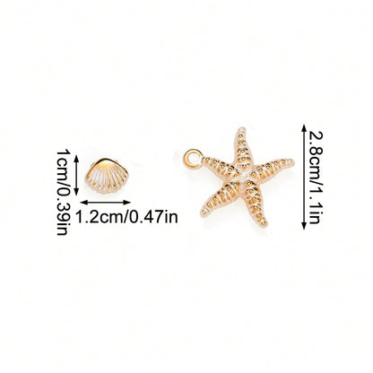 Boho Acrylic Ocean Golden Edge Starfish Turtle Charms