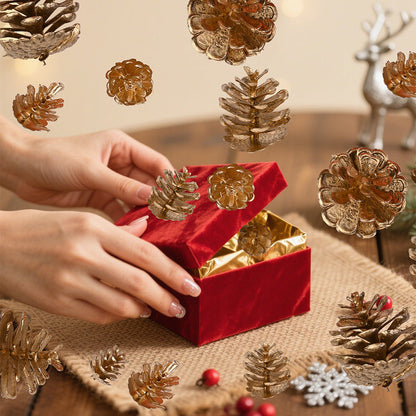 Golden Christmas Pine Cone Ornaments