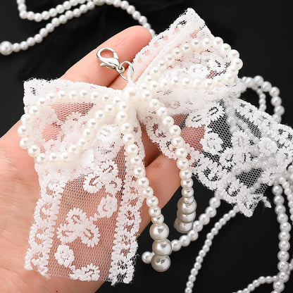 Lace Pearl Bow Keychains