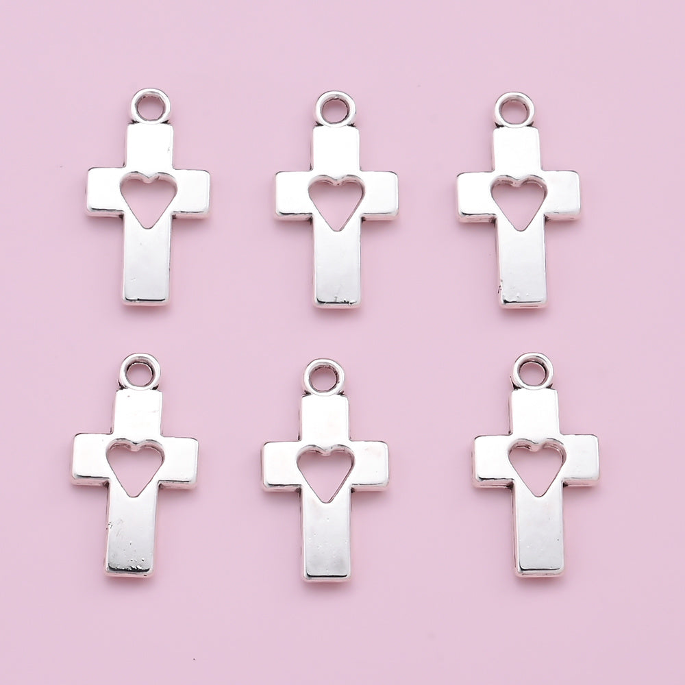 Heart Hollow Cross Pendant Charms