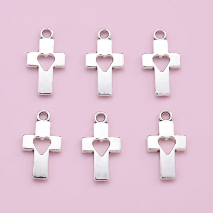 Heart Hollow Cross Pendant Charms