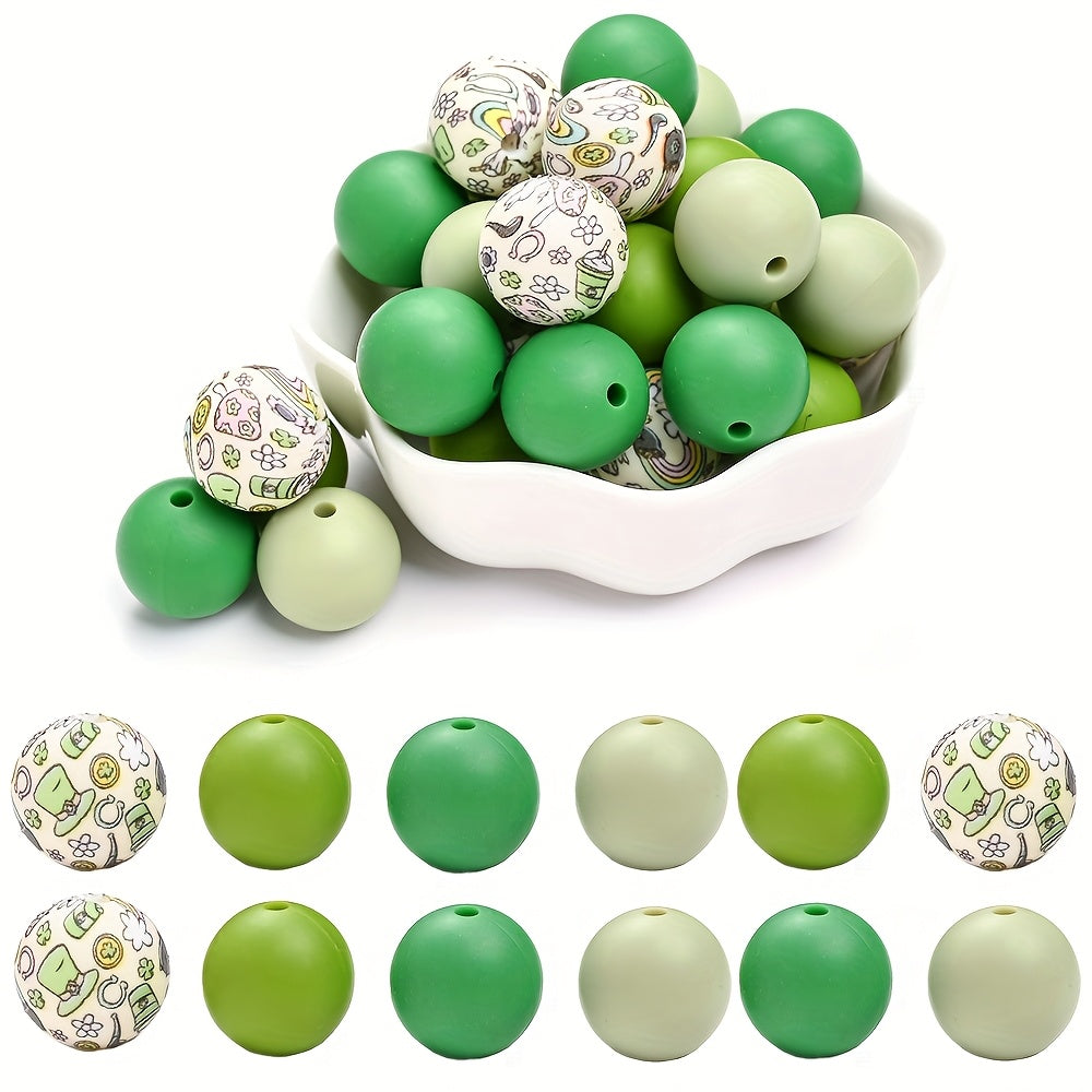 Printed and Solid Color Silicone Round Spacer Beads