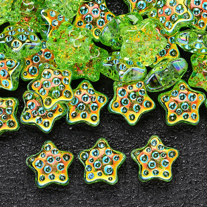 10PCS 18mm AB Shimmer Star Glass Bead Set