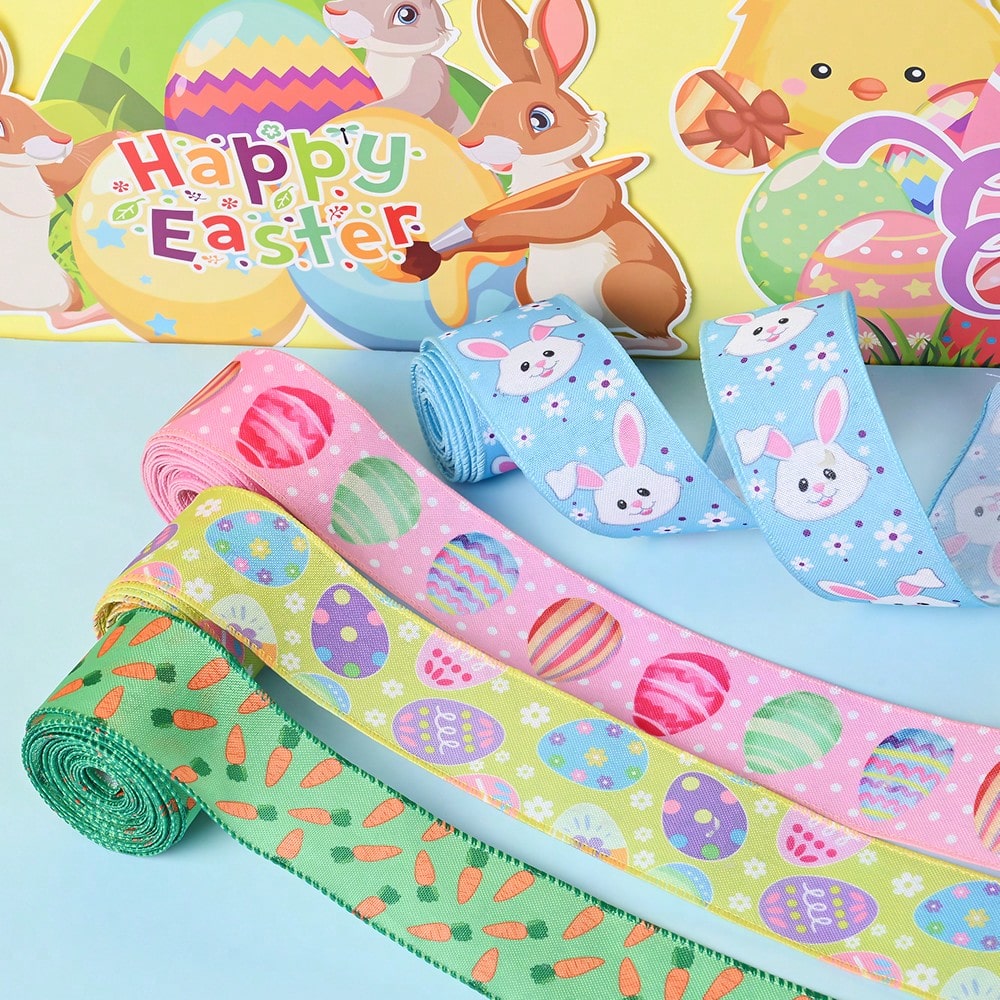 Easter Wired Edge Burlap Ribbon