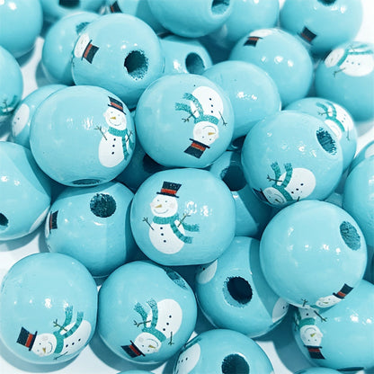Christmas Wooden Pattern Beads