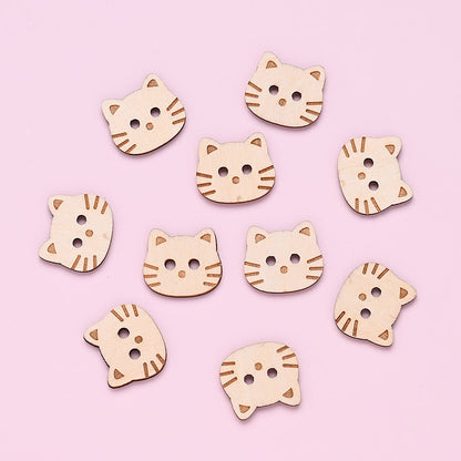 Kitten Wooden Buttons