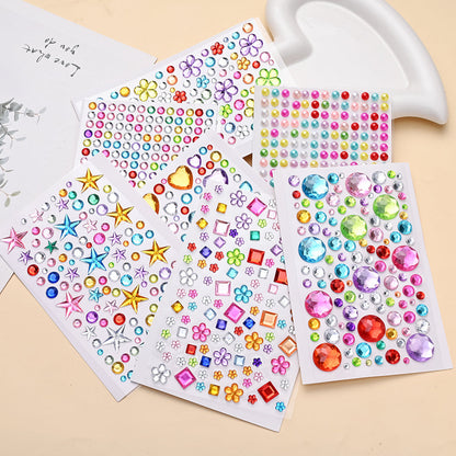 Acrylic Rhinestone Rainbow Self-Adhesive Stickers