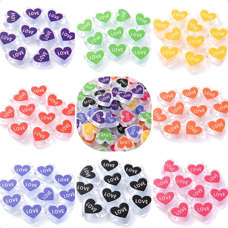 Clear Double Heart Acrylic Beads