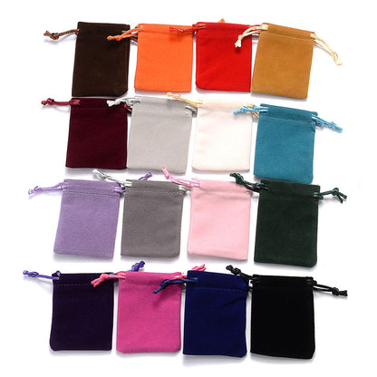 60-Piece Random Color 7x9 cm Velvet Drawstring Pouches