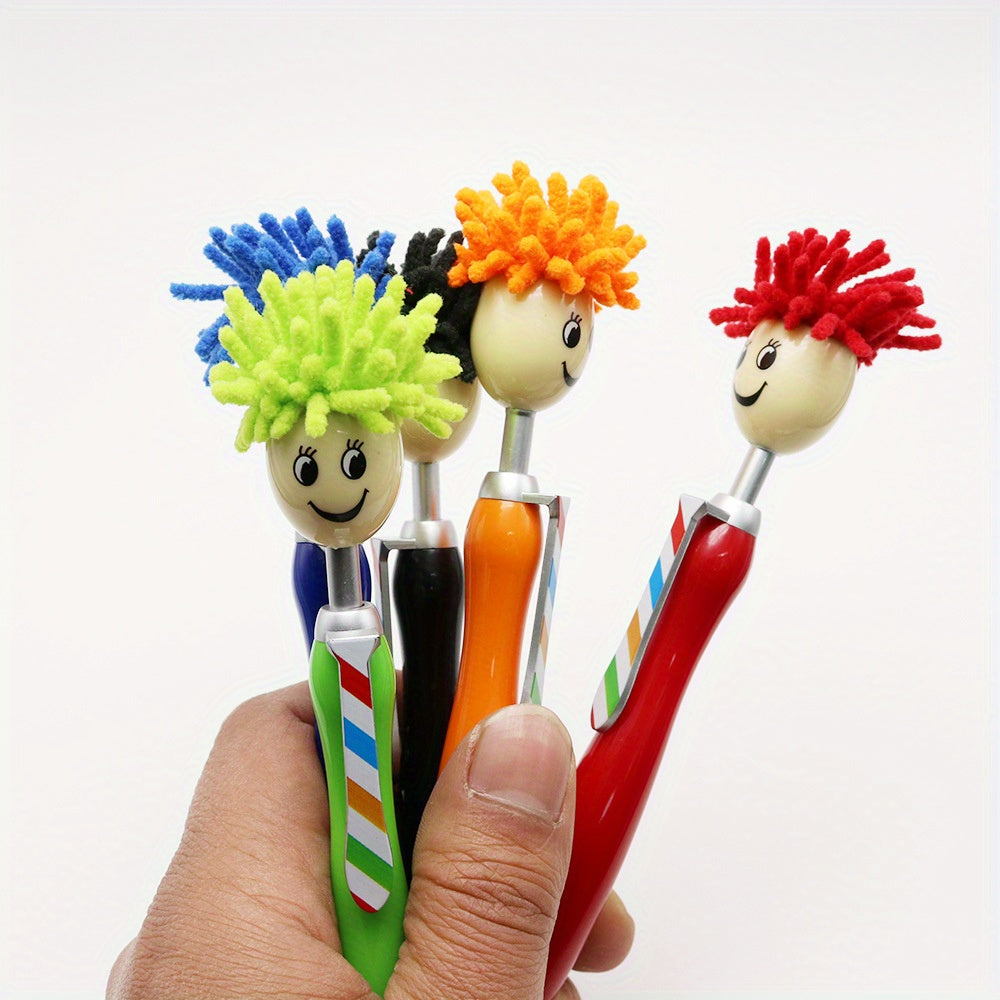 8-Piece 2-in-1 Plush Doll Smile Face Rainbow Ballpoint Pens