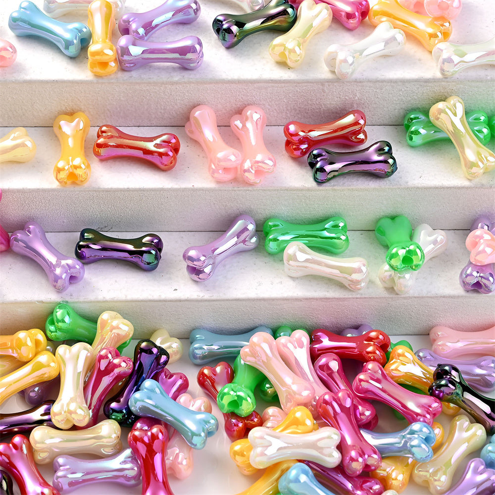Colorful UV-Plated Bone-Shaped Acrylic Spacer Beads