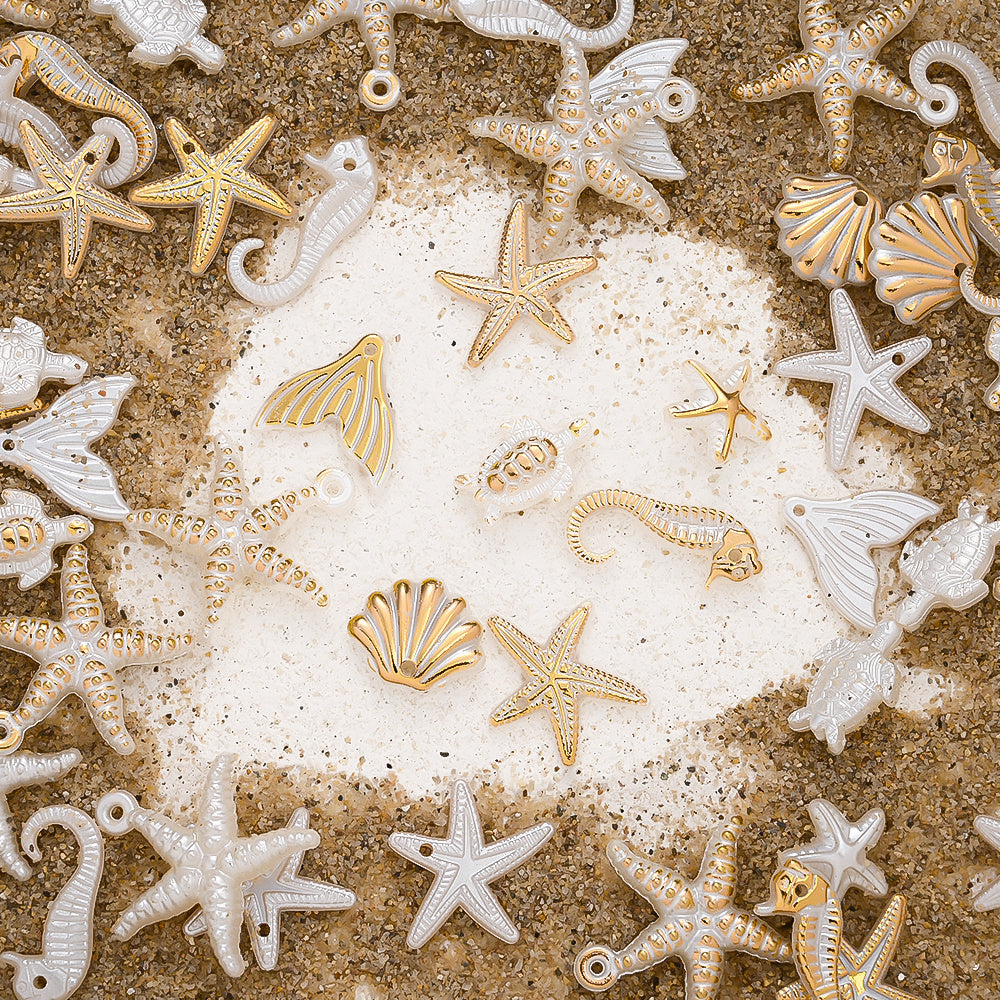 White Golden Acrylic Ocean Charms