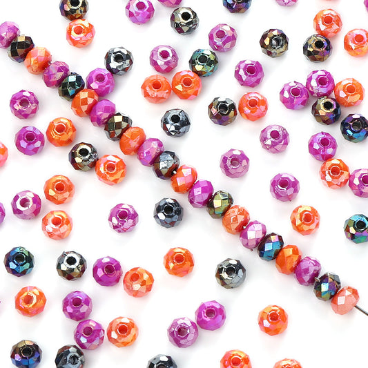 2000pcs 6mm Halloween Faceted Wheel Beads, Random AB Color Acrylic Loose