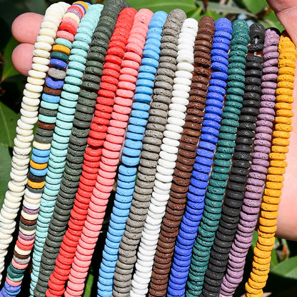 1SET 8mm Mixed Color Volcanic Stone Abacus Beads