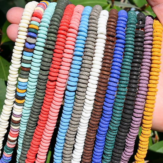 1SET 8mm Mixed Color Volcanic Stone Abacus Beads
