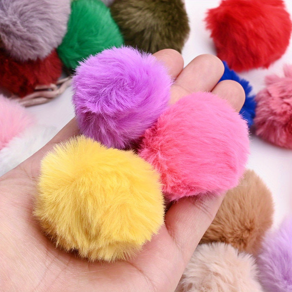 80-Piece Faux Fur Pom Pom Keychain Making Kit