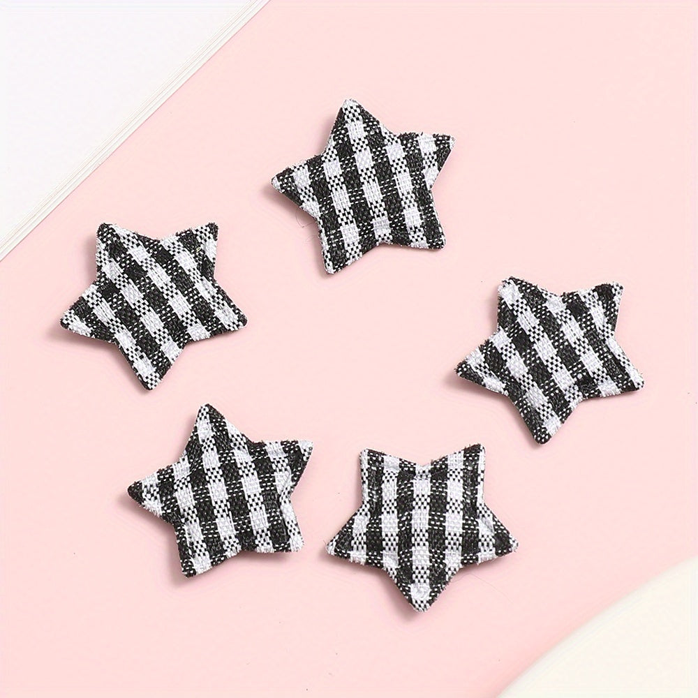Plaid Star Embroidered Patches