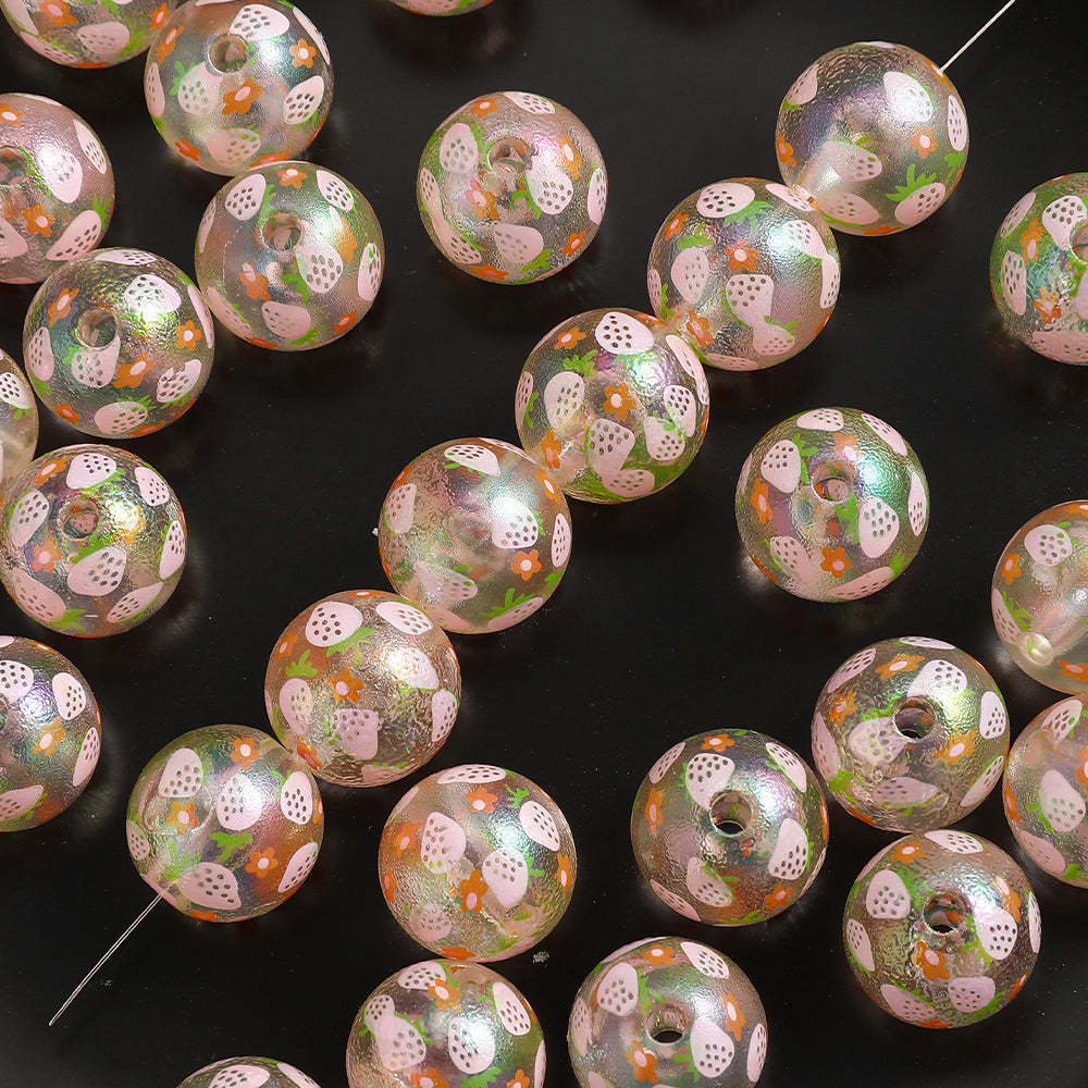 Matte Strawberry Resin Beads