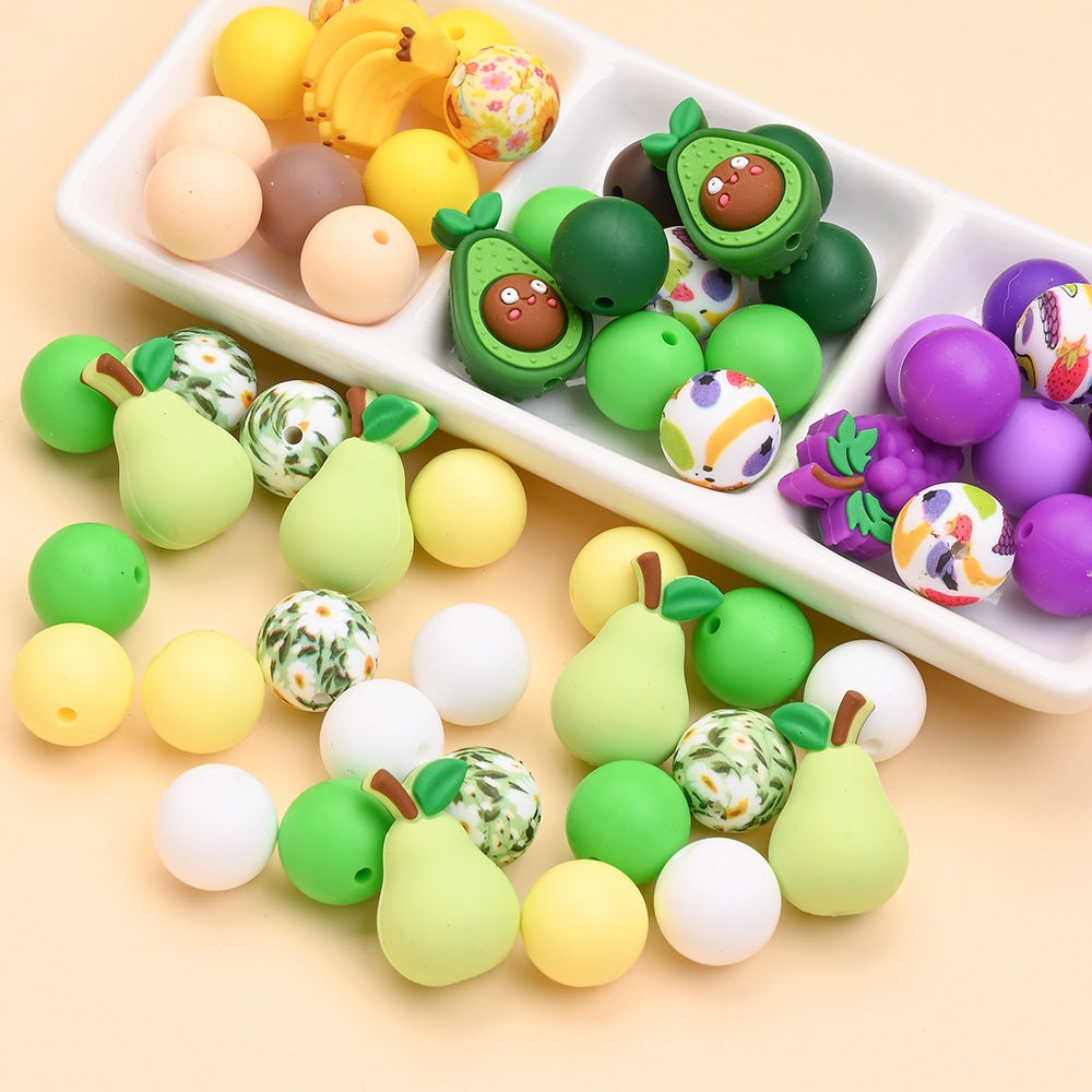 25PCS Fruit Collection Silicone Bead Set