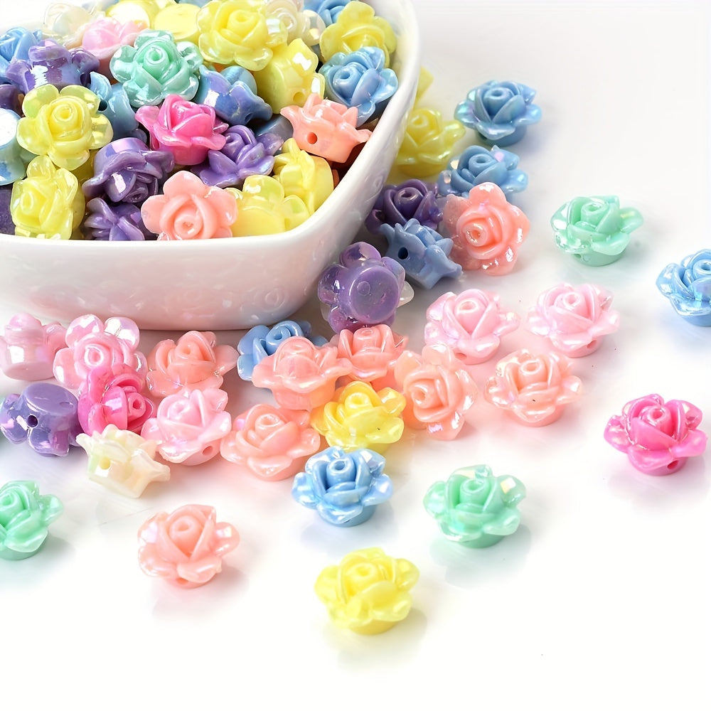 Mixed Color AB Shiny Flower Acrylic Beads