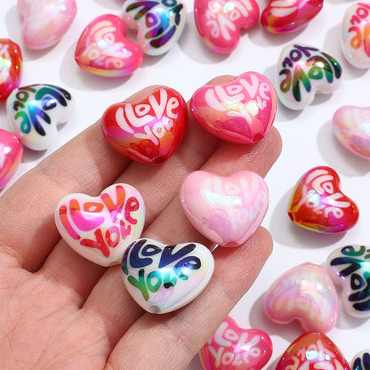 I Love You Heart Acrylic Beads