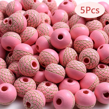Mesh Round Wood Spacer Beads