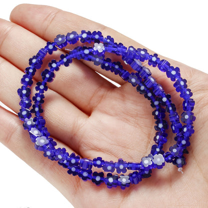80–106PCS 4mm Colorful Stained Glass Plum Blossom Bead Set