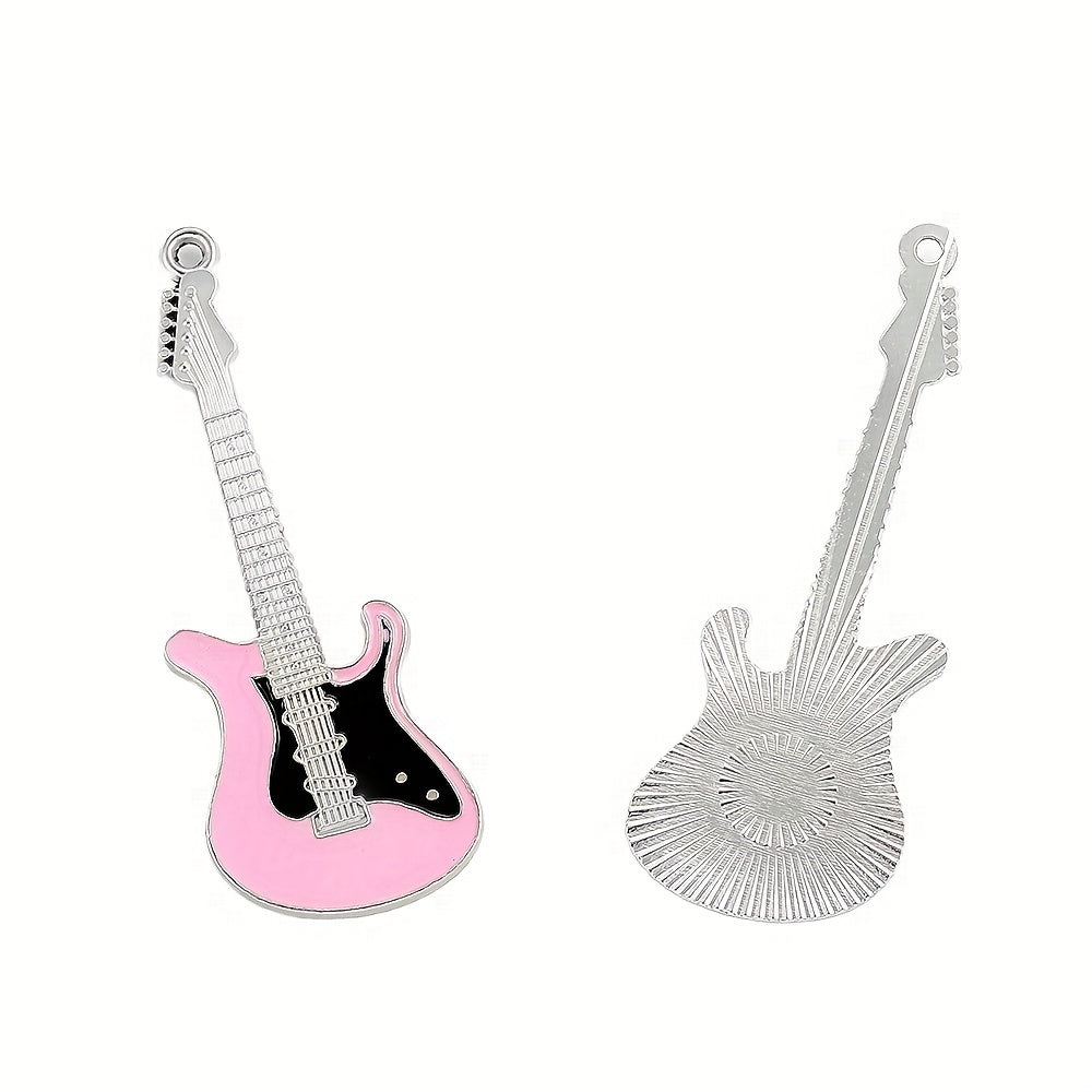 2PCS 7.4×2.6cm Antique Guitar Alloy Pendant Set