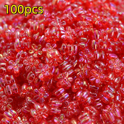 100pcs 4x7mm AB Color Flower Acrylic Beads