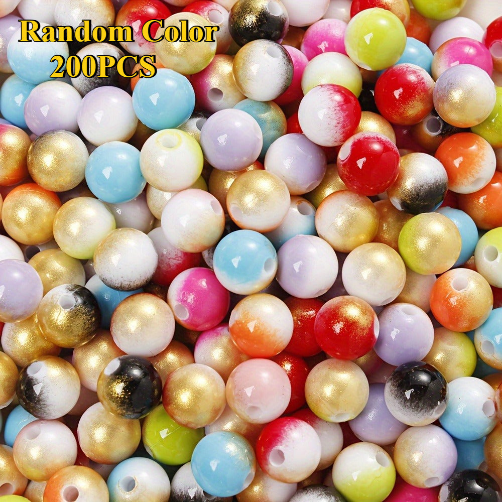 100/200pcs 6/8mm Fashion Gradient Acrylic Beads