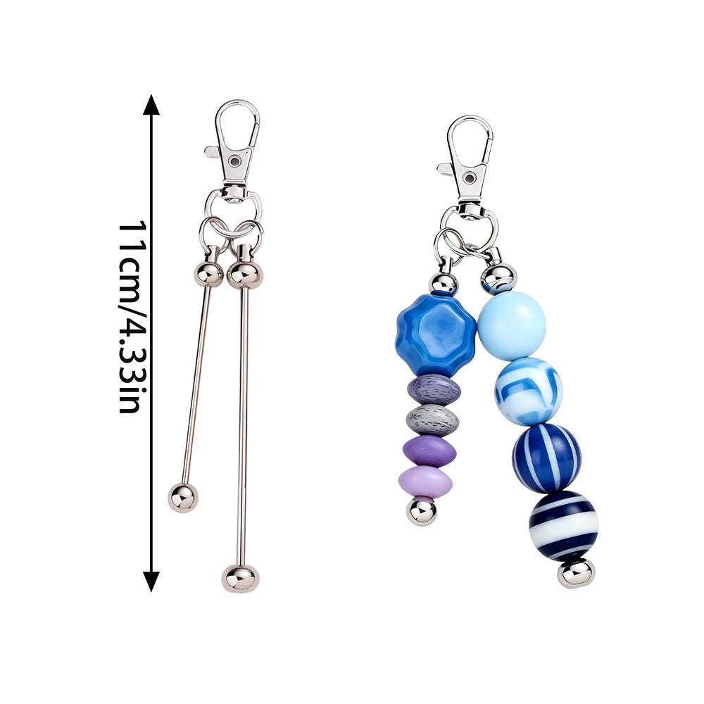 Silvery Beaded Keychain Set