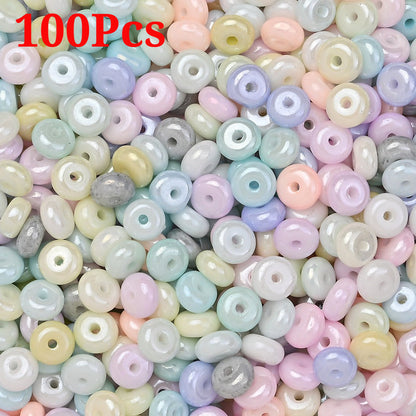 Macaron Flat Round Glass Spacer Beads
