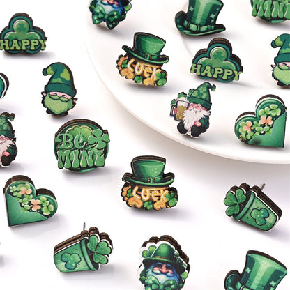 Green Lucky Stud Earrings