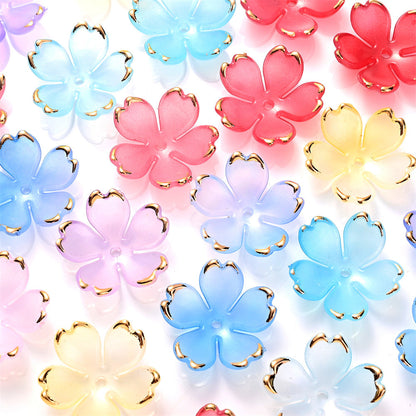 200PCS 19mm Colorful Five-Petal Flower Acrylic Beads