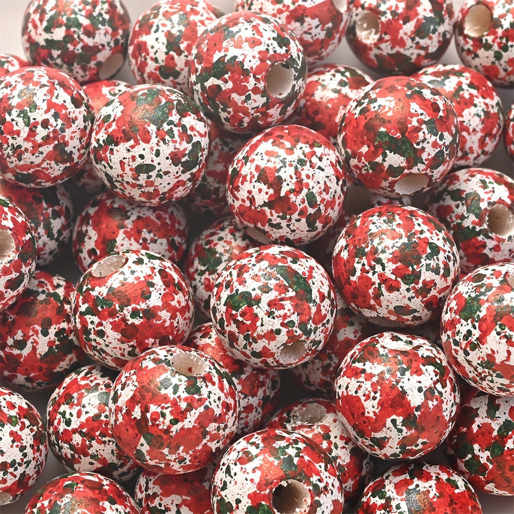 10PCS 16mm Red & Green Wooden Bead Set
