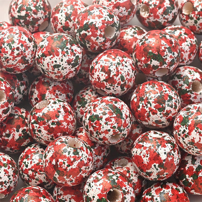 10PCS 16mm Red & Green Wooden Bead Set