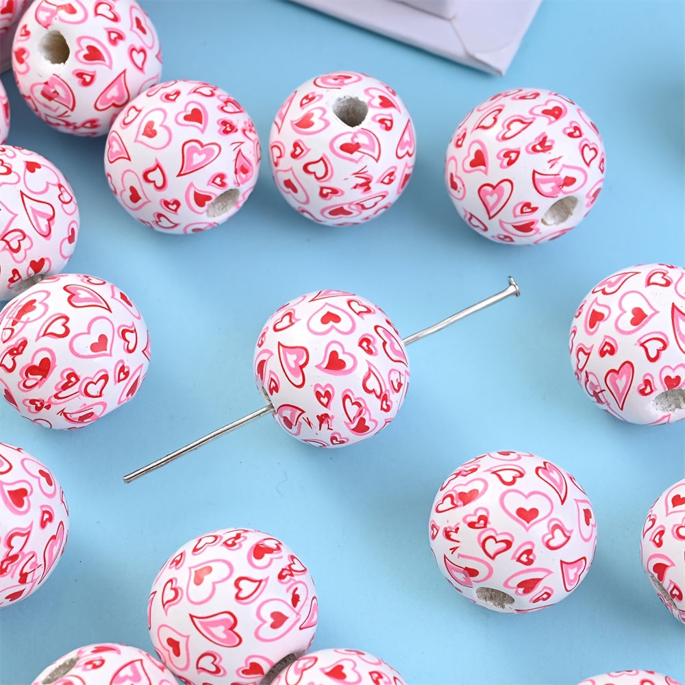 Red Heart Wood Beads