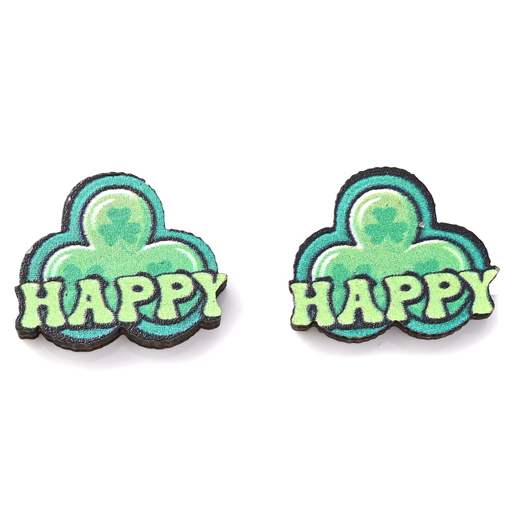 Green Lucky Stud Earrings
