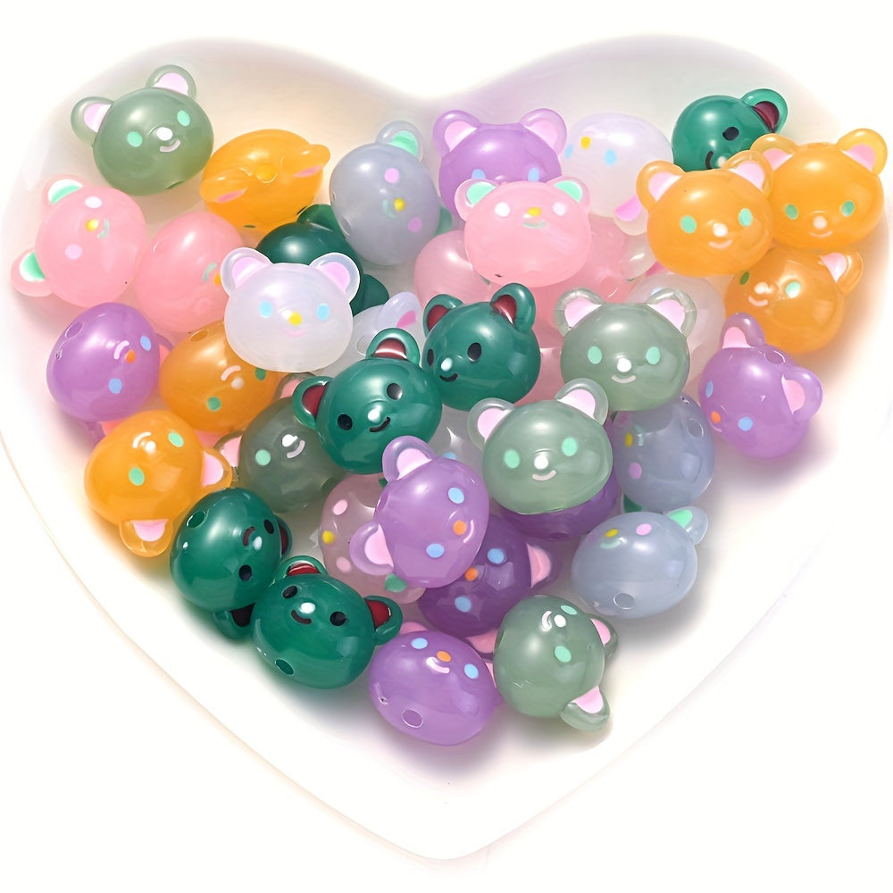 Luminous Bear Head Acrylic Beads