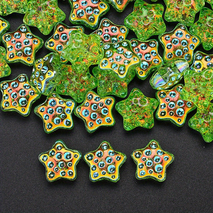 10PCS 18mm AB Shimmer Star Glass Bead Set