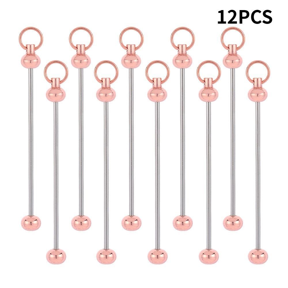 Metal Blank Bar Beadable Keychain Set