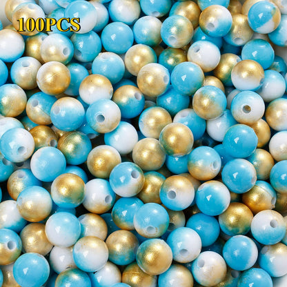 100/200pcs 6/8mm Fashion Gradient Acrylic Beads