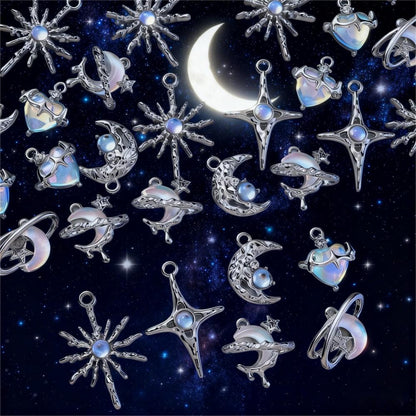 12PCS Blue Star & Moon Enamel Charm Set