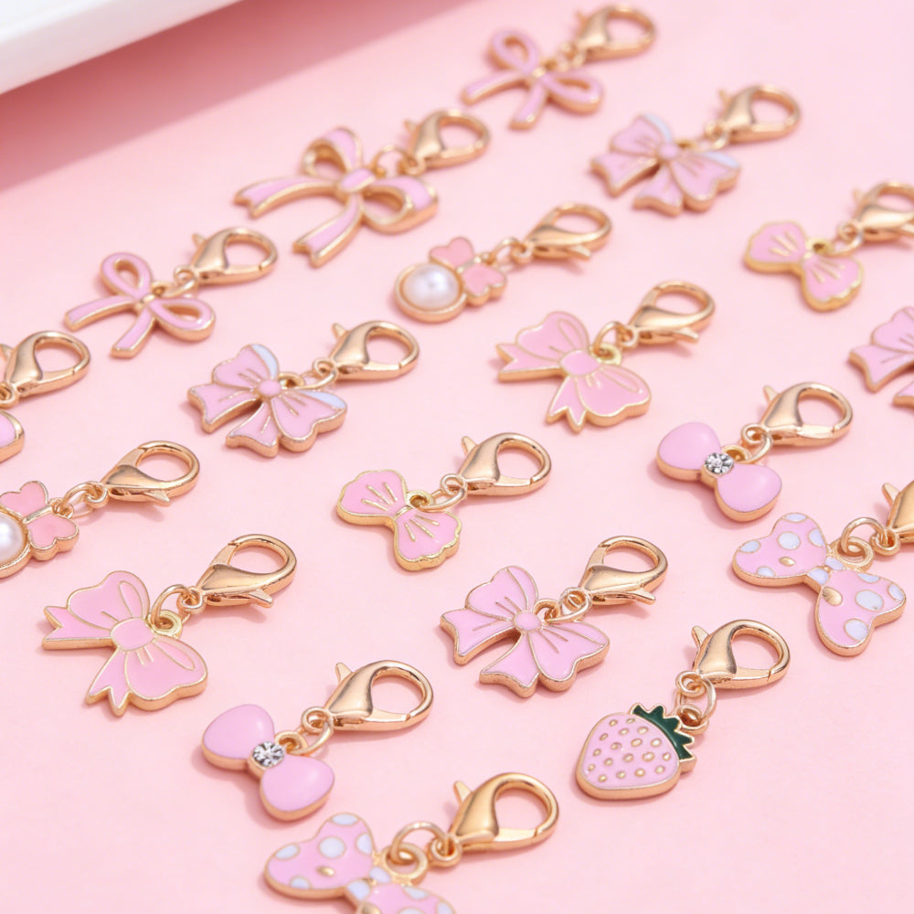 Pink Bow Enamel Pendant Charms