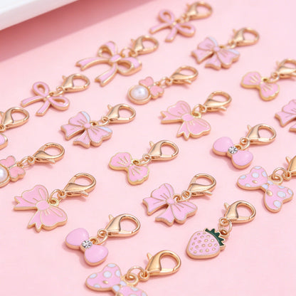 Pink Bow Enamel Pendant Charms