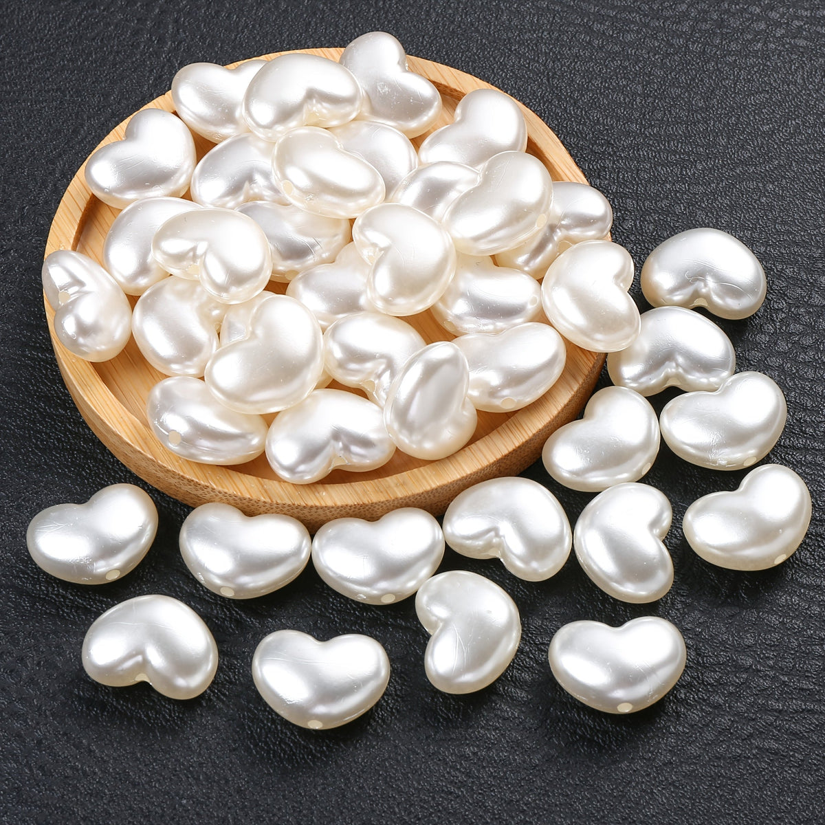 10PCS 16×21mm White Heart Acrylic Bead Set