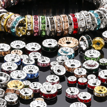 Mixed Color Rhinestone Alloy Spacer Beads