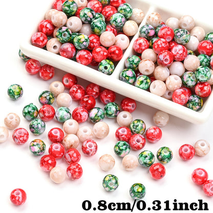 100PCS 8mm Christmas Cracked Acrylic Bead Set
